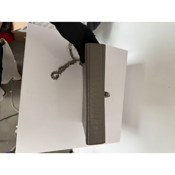 Yves Saint Laurent Kate Crocodile Embossed Leather Tassel Shoulder Bag Gray - Picture 4 of 9